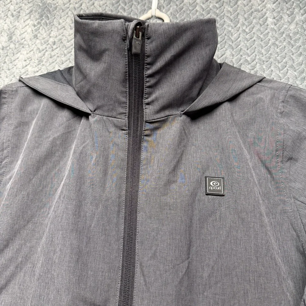 Rip Curl Anti Series Jacket Large Gray Hooded Windbreaker Surf Unisex Coastal‎